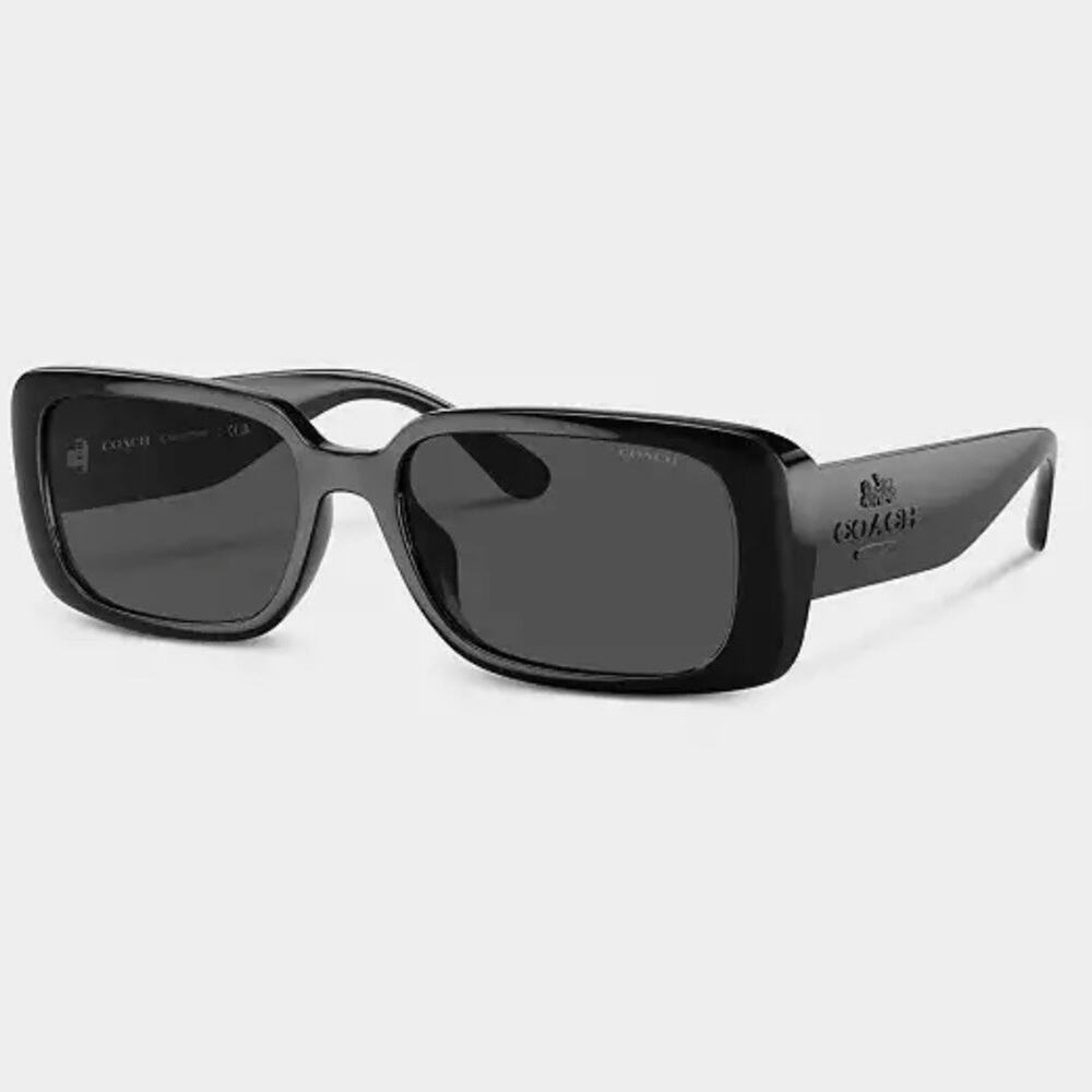 Coach Narrow Rectangle Sunglasses NEW Unisex One Size Black + Case